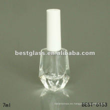 Botella de esmalte de uñas transparente de 7 ml con tapón blanco
